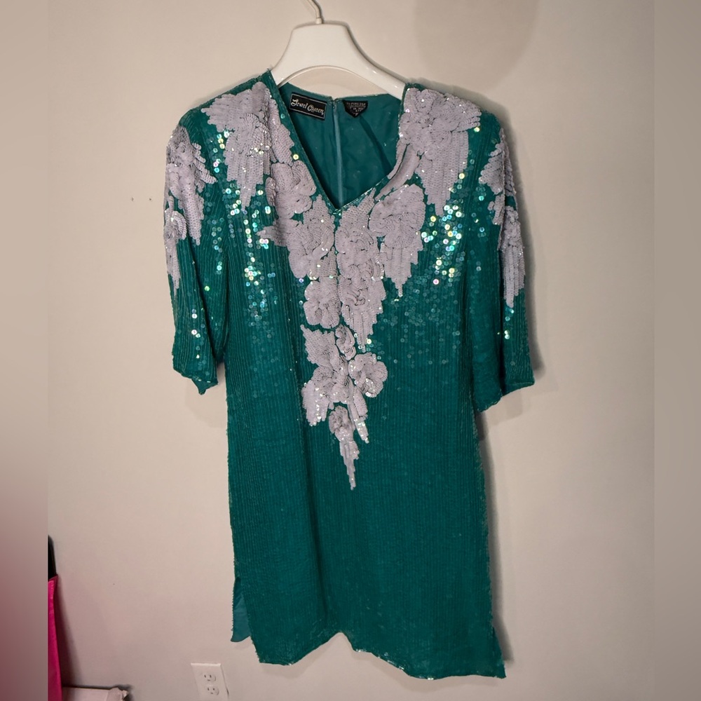 Jewel Queen Teal Sequin Dress